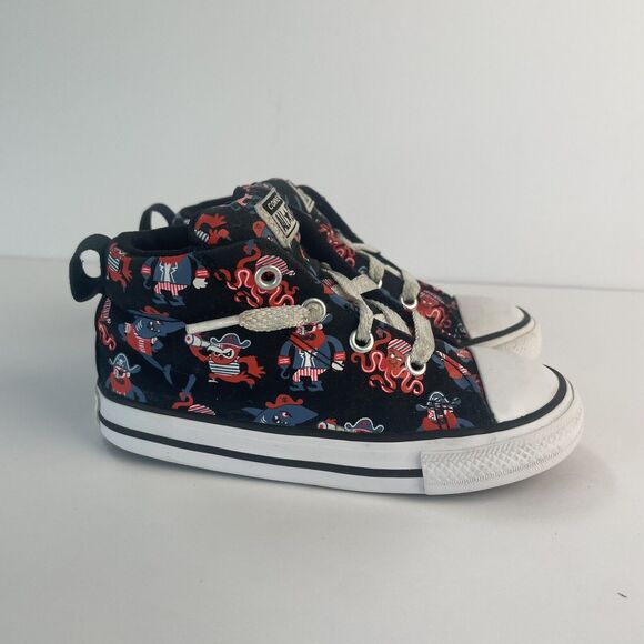 Converse All Stars Chuck Taylor Pirate Print Mid-Tops Infant Toddler Size 9 AHOY - Picture 3 of 7